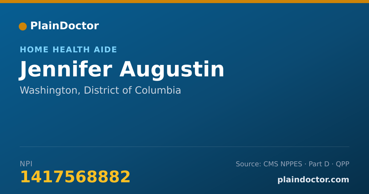 Shareable card for Jennifer Augustin - Home Health Aide, Washington, DC