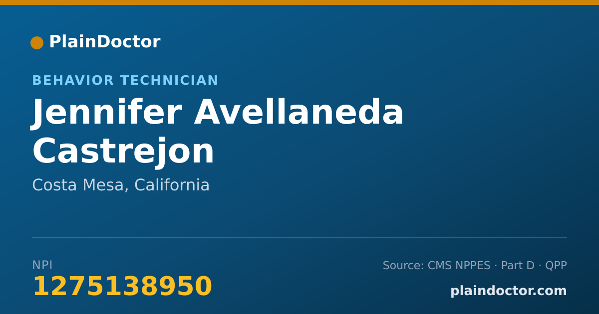 Shareable card for Jennifer Avellaneda Castrejon - Behavior Technician, Costa Mesa, CA