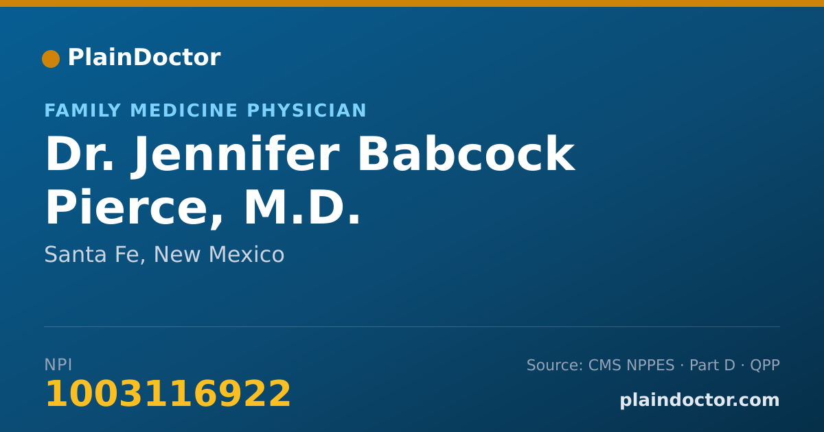 Shareable card for Jennifer Babcock Pierce, M.D. - Family Medicine Physician, Santa Fe, NM