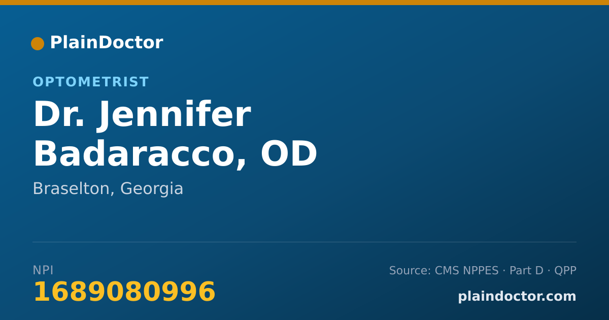 Shareable card for Jennifer Badaracco, OD - Optometrist, Braselton, GA