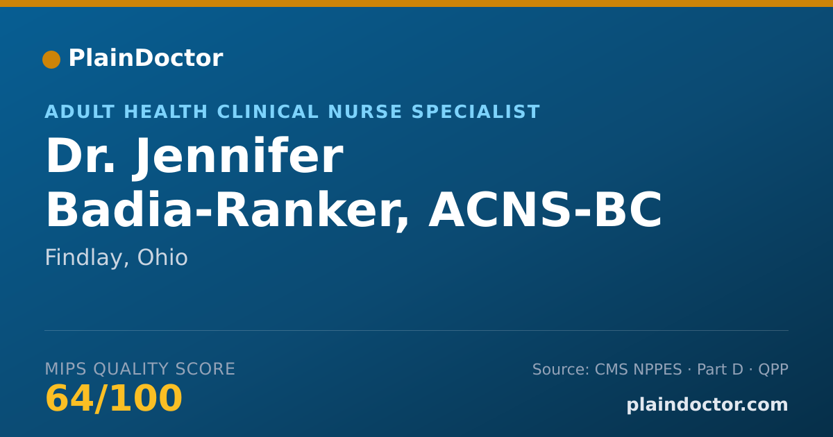Shareable card for Jennifer Badia-Ranker, ACNS-BC - Adult Health Clinical Nurse Specialist, Findlay, OH