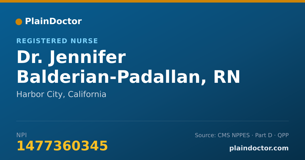 Shareable card for Jennifer Balderian-Padallan, RN - Registered Nurse, Harbor City, CA