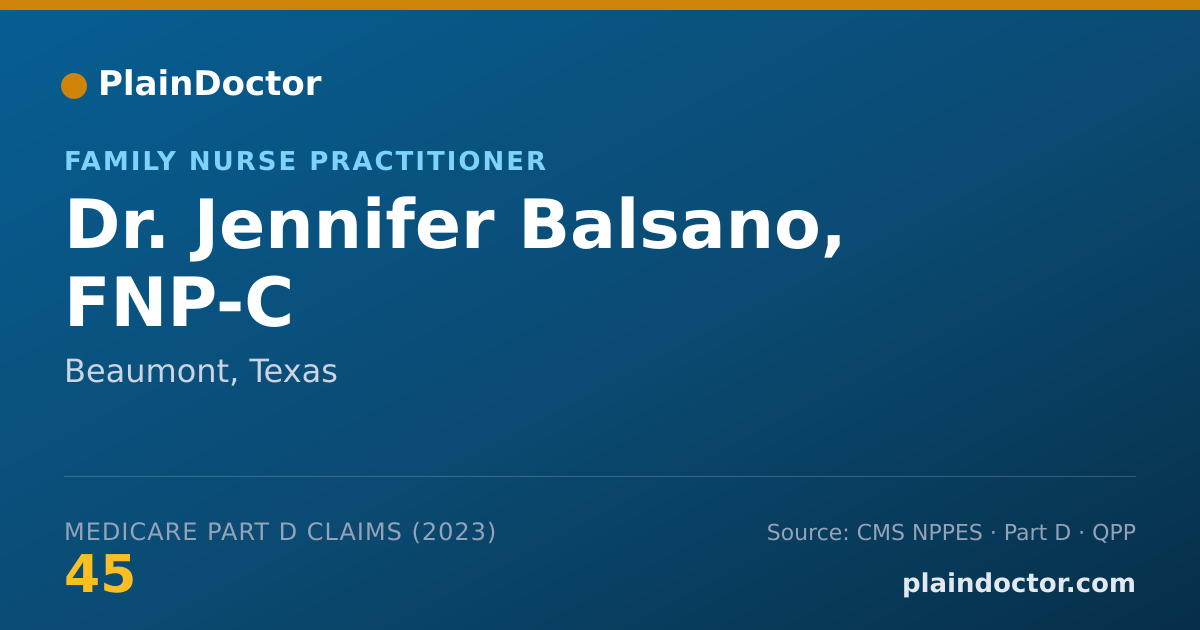 Shareable card for Jennifer Balsano, FNP-C - Family Nurse Practitioner, Beaumont, TX