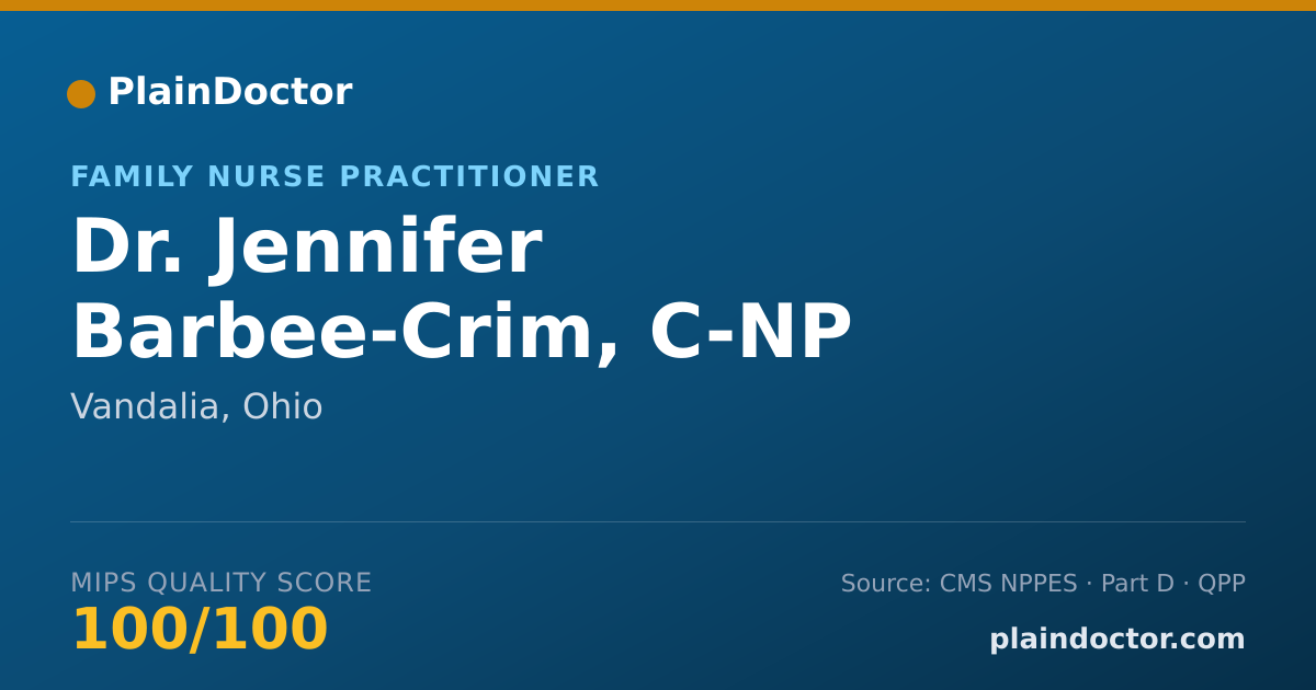 Shareable card for Jennifer Barbee-Crim, C-NP - Family Nurse Practitioner, Vandalia, OH