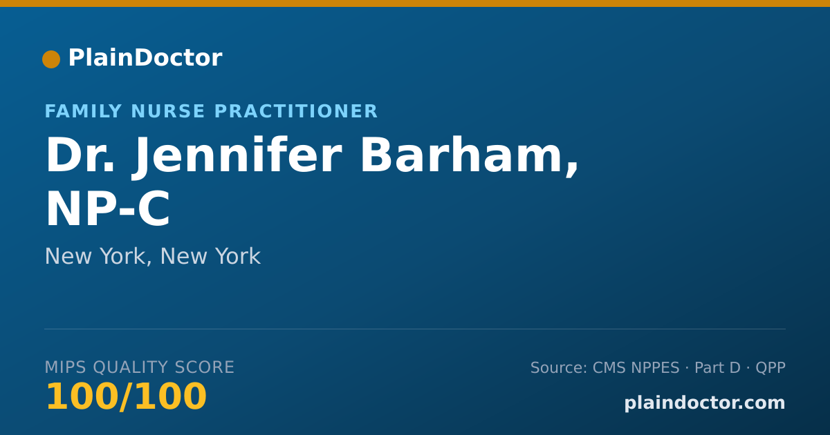 Shareable card for Jennifer Barham, NP-C - Family Nurse Practitioner, New York, NY