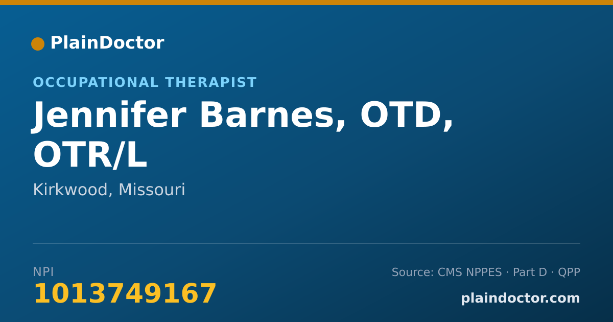 Shareable card for Jennifer Barnes, OTD, OTR/L - Occupational Therapist, Kirkwood, MO