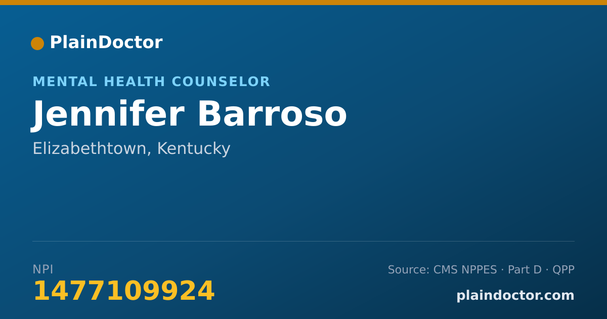 Shareable card for Jennifer Barroso - Mental Health Counselor, Elizabethtown, KY