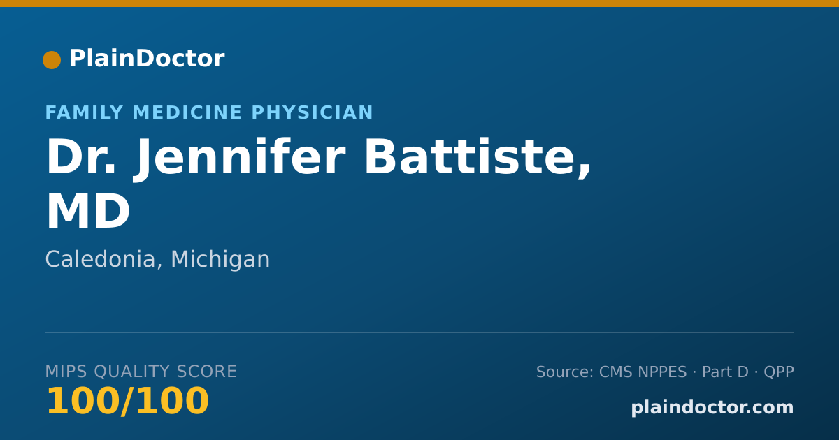 Shareable card for Jennifer Battiste, MD - Family Medicine Physician, Caledonia, MI