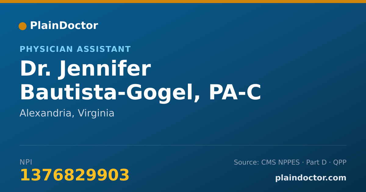 Shareable card for Jennifer Bautista-Gogel, PA-C - Physician Assistant, Alexandria, VA
