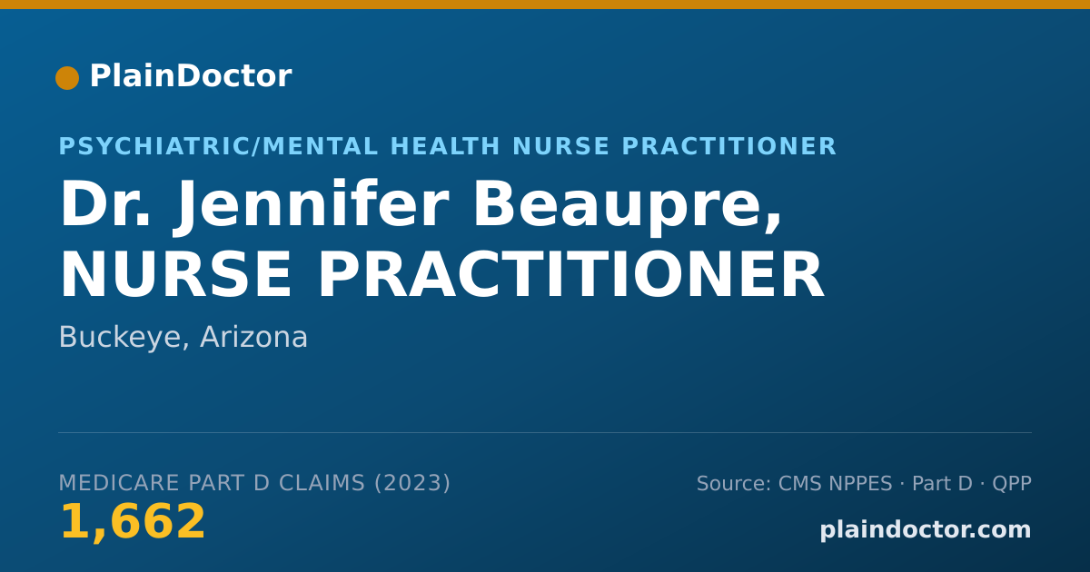 Shareable card for Jennifer Beaupre, NURSE PRACTITIONER - Psychiatric/Mental Health Nurse Practitioner, Buckeye, AZ