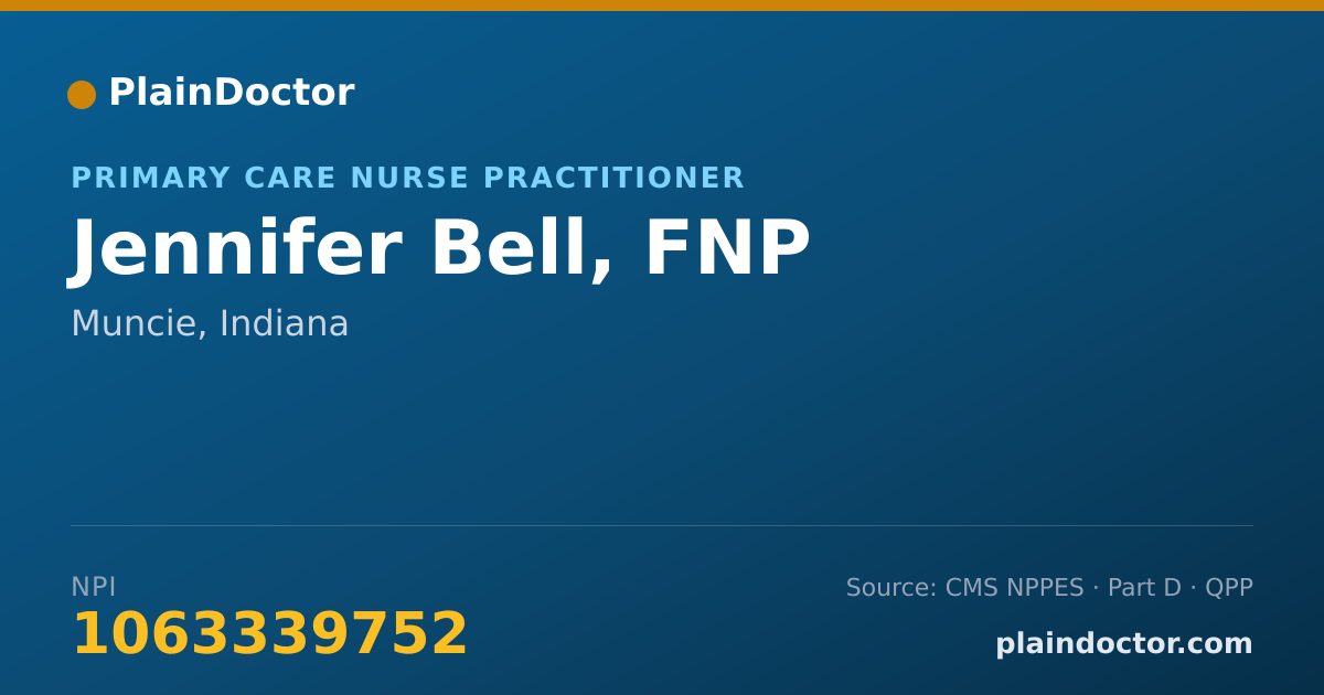 Shareable card for Jennifer Bell, FNP - Primary Care Nurse Practitioner, Muncie, IN