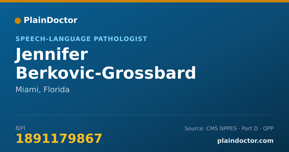 Shareable card for Jennifer Berkovic-Grossbard - Speech-Language Pathologist, Miami, FL