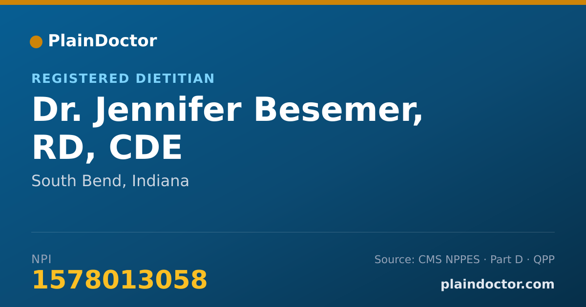 Shareable card for Jennifer Besemer, RD, CDE - Registered Dietitian, South Bend, IN