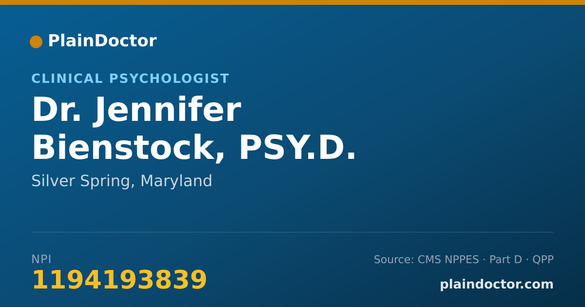Shareable card for Jennifer Bienstock, PSY.D. - Clinical Psychologist, Silver Spring, MD