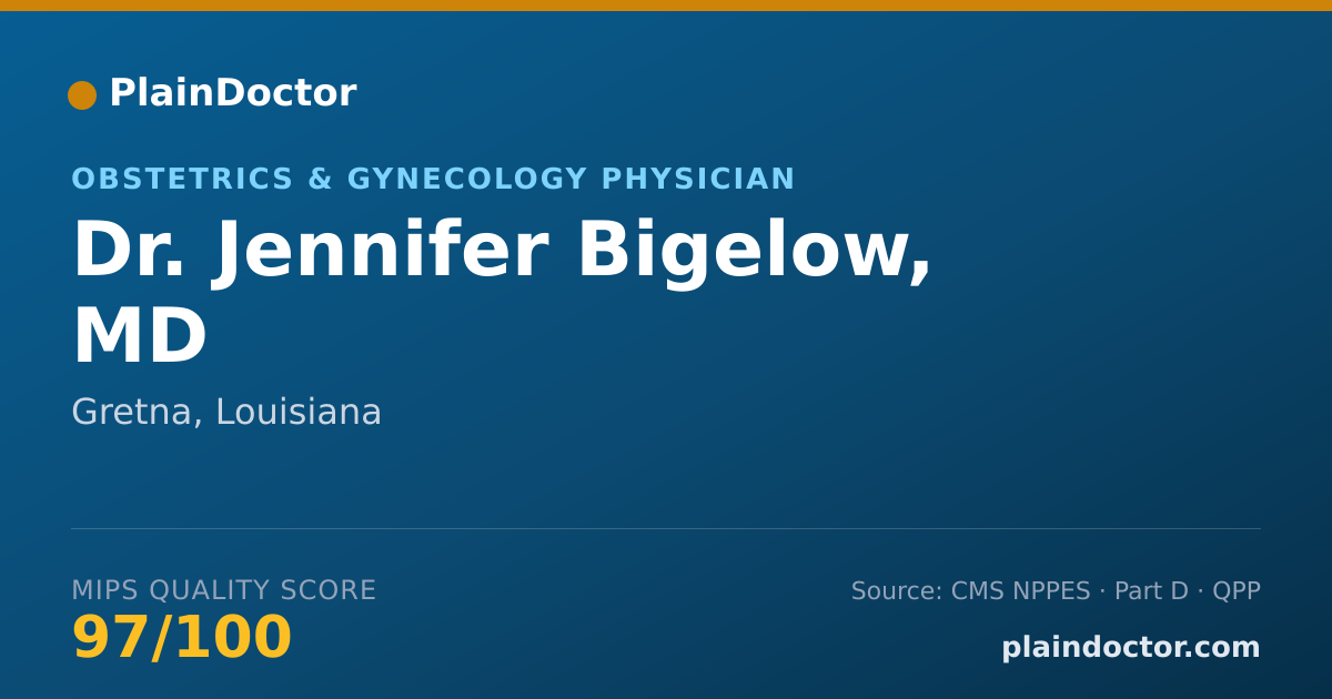 Shareable card for Jennifer Bigelow, MD - Obstetrics & Gynecology Physician, Gretna, LA