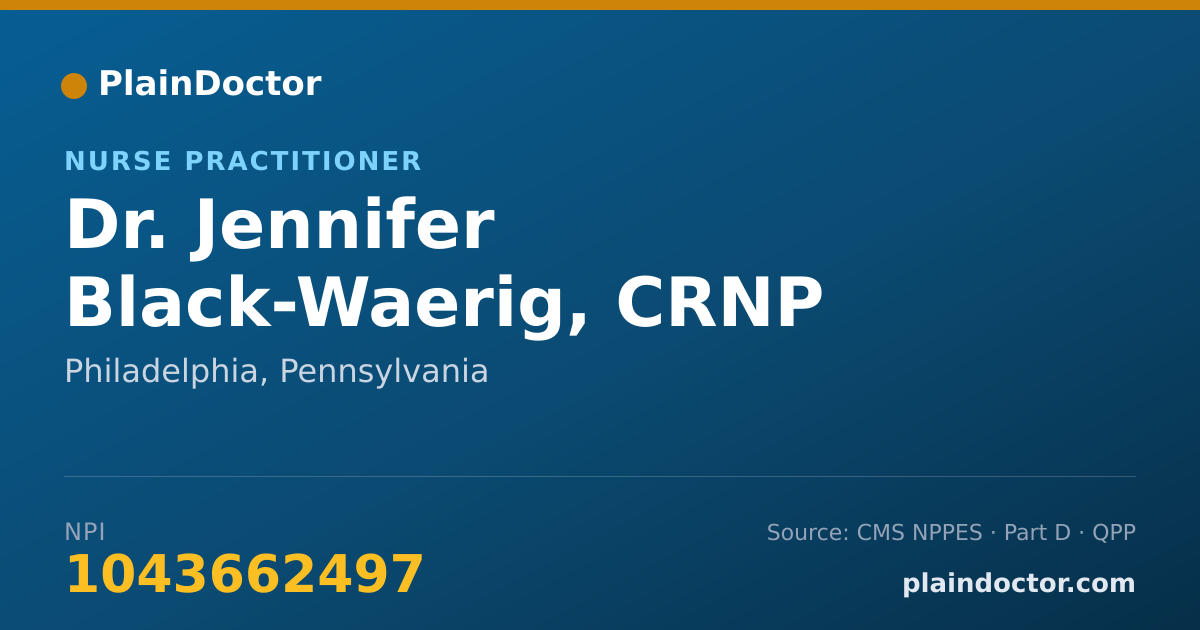 Shareable card for Jennifer Black-Waerig, CRNP - Nurse Practitioner, Philadelphia, PA