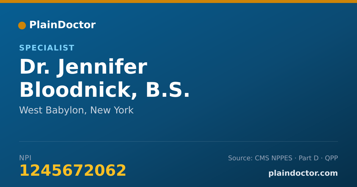 Shareable card for Jennifer Bloodnick, B.S. - Specialist, West Babylon, NY