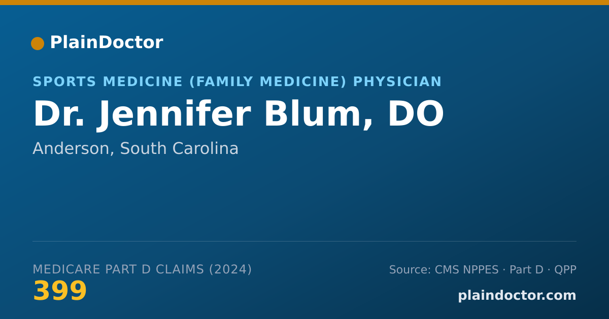 Shareable card for Jennifer Blum, DO - Sports Medicine (Family Medicine) Physician, Anderson, SC