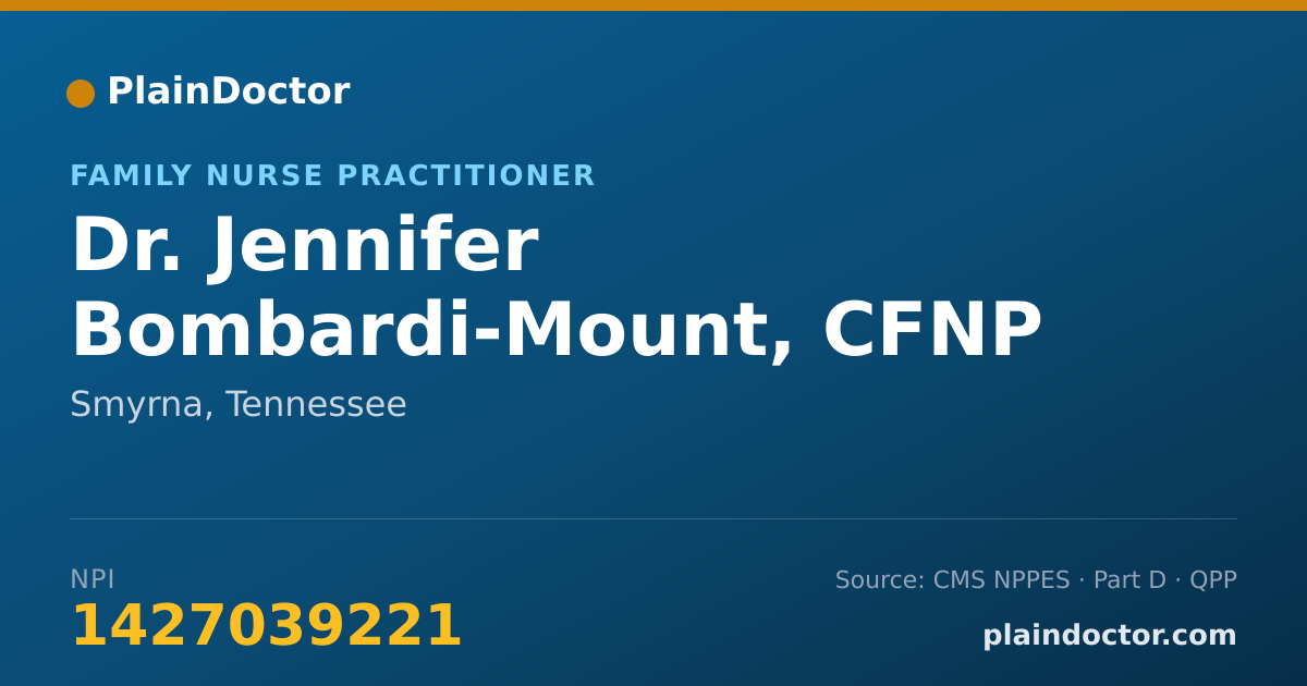 Shareable card for Jennifer Bombardi-Mount, CFNP - Family Nurse Practitioner, Smyrna, TN