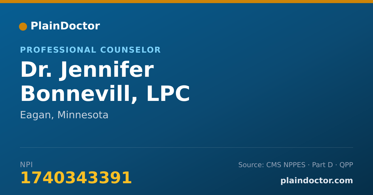 Shareable card for Jennifer Bonnevill, LPC - Professional Counselor, Eagan, MN