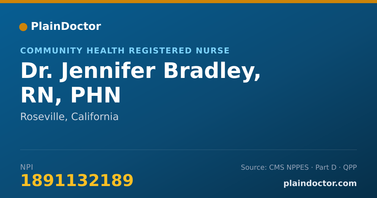 Shareable card for Jennifer Bradley, RN, PHN - Community Health Registered Nurse, Roseville, CA