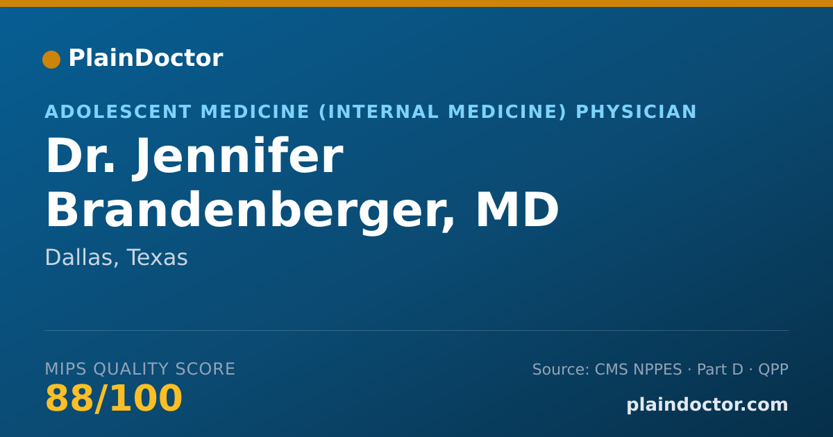 Shareable card for Jennifer Brandenberger, MD - Adolescent Medicine (Internal Medicine) Physician, Dallas, TX