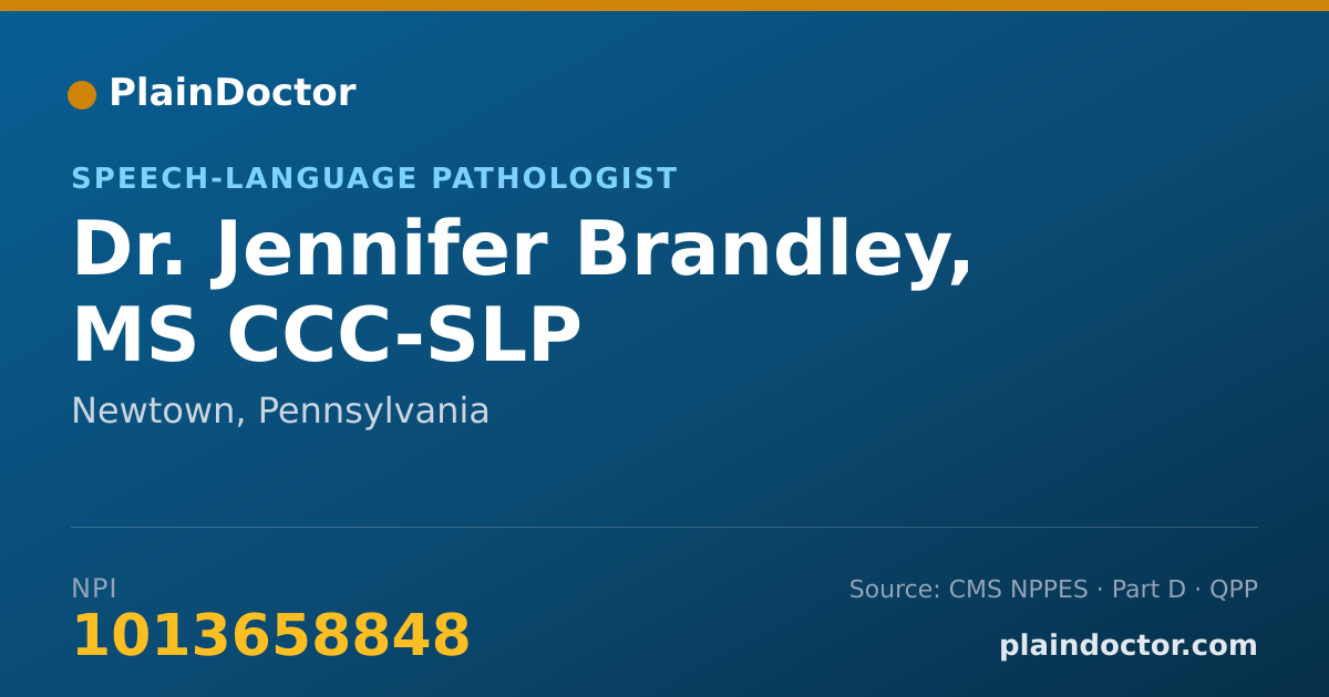 Shareable card for Jennifer Brandley, MS CCC-SLP - Speech-Language Pathologist, Newtown, PA