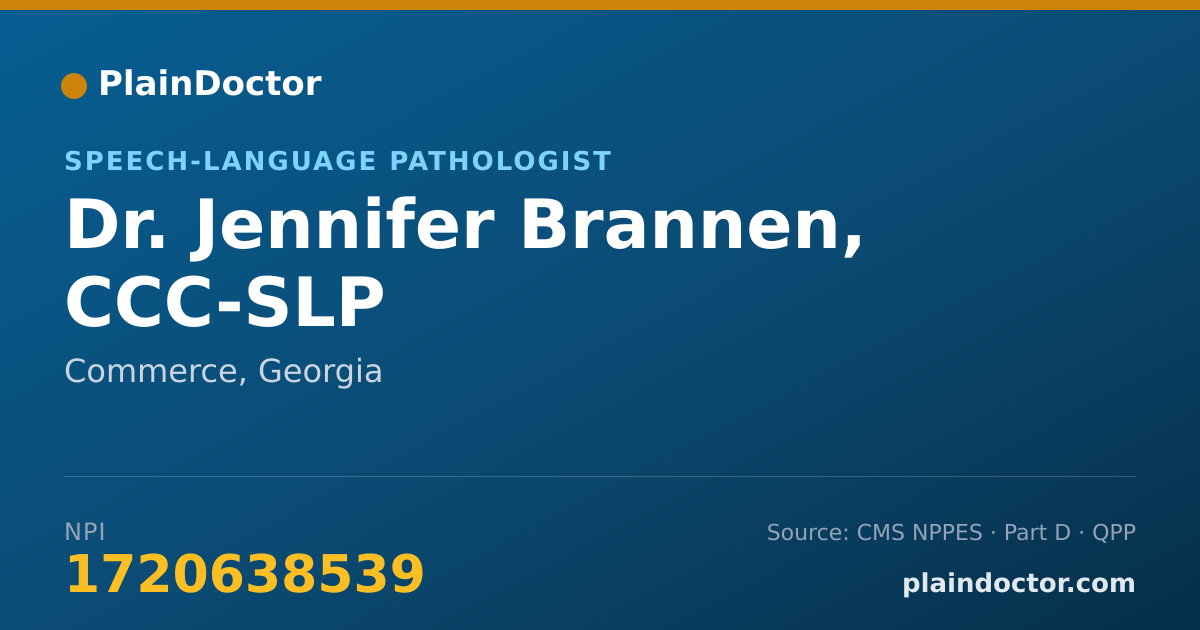 Shareable card for Jennifer Brannen, CCC-SLP - Speech-Language Pathologist, Commerce, GA