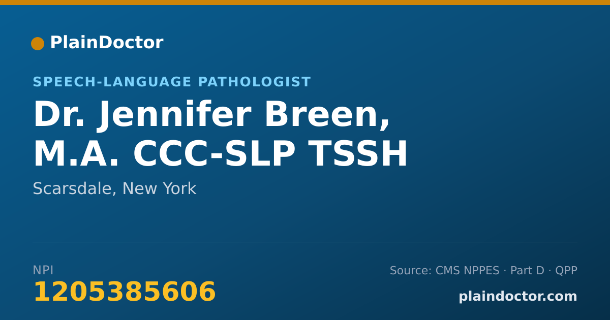 Shareable card for Jennifer Breen, M.A. CCC-SLP TSSH - Speech-Language Pathologist, Scarsdale, NY