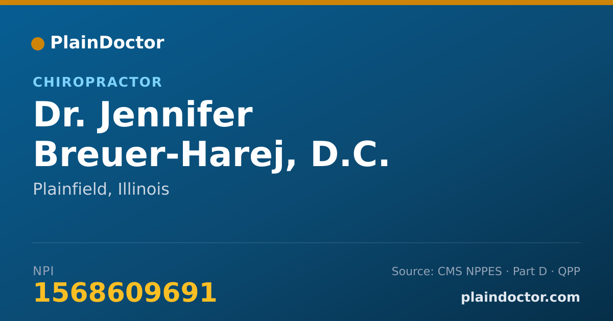 Shareable card for Jennifer Breuer-Harej, D.C. - Chiropractor, Plainfield, IL