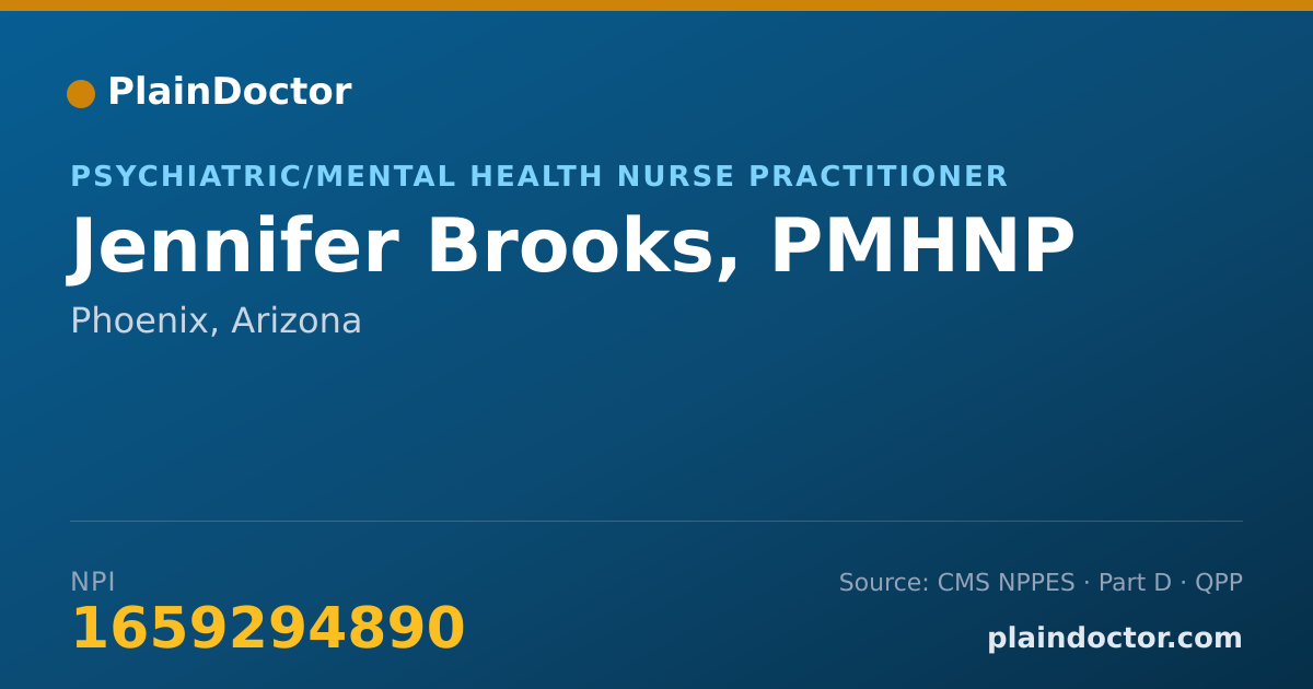 Shareable card for Jennifer Brooks, PMHNP - Psychiatric/Mental Health Nurse Practitioner, Phoenix, AZ