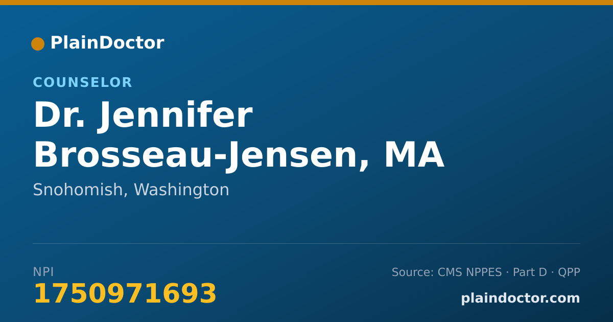 Shareable card for Jennifer Brosseau-Jensen, MA CMHC - Counselor, Snohomish, WA