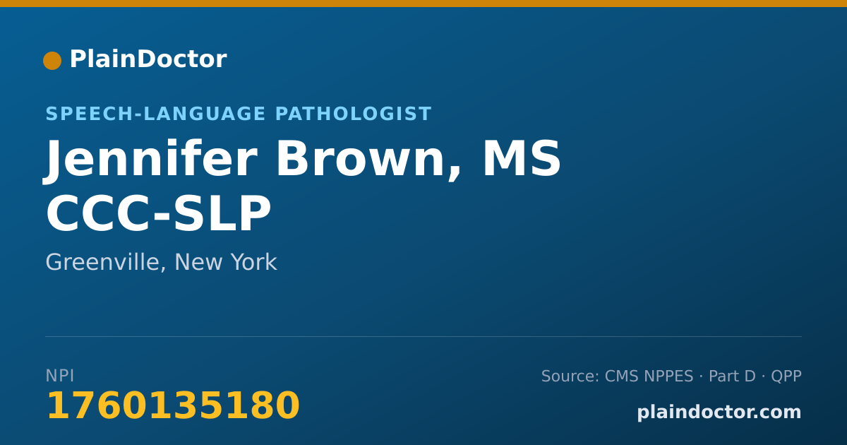 Shareable card for Jennifer Brown, MS CCC-SLP - Speech-Language Pathologist, Greenville, NY