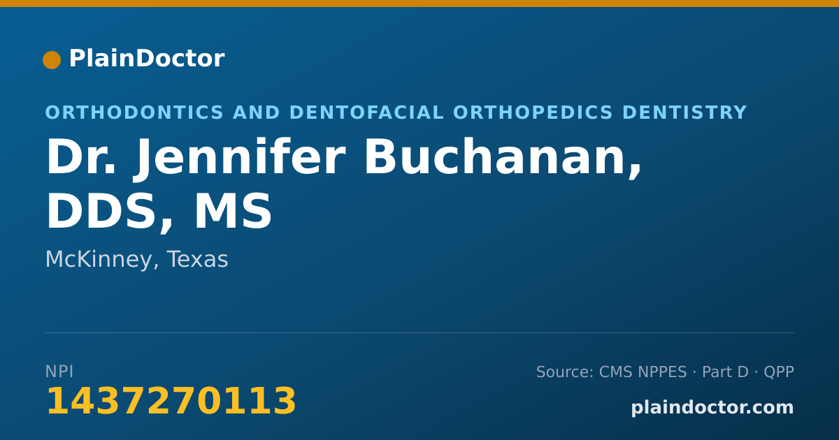 Shareable card for Jennifer Buchanan, DDS, MS - Orthodontics and Dentofacial Orthopedics Dentistry, McKinney, TX