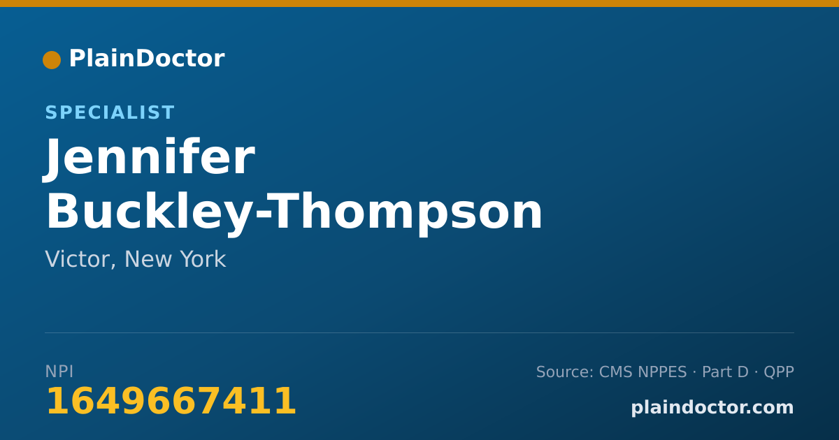 Shareable card for Jennifer Buckley-Thompson - Specialist, Victor, NY