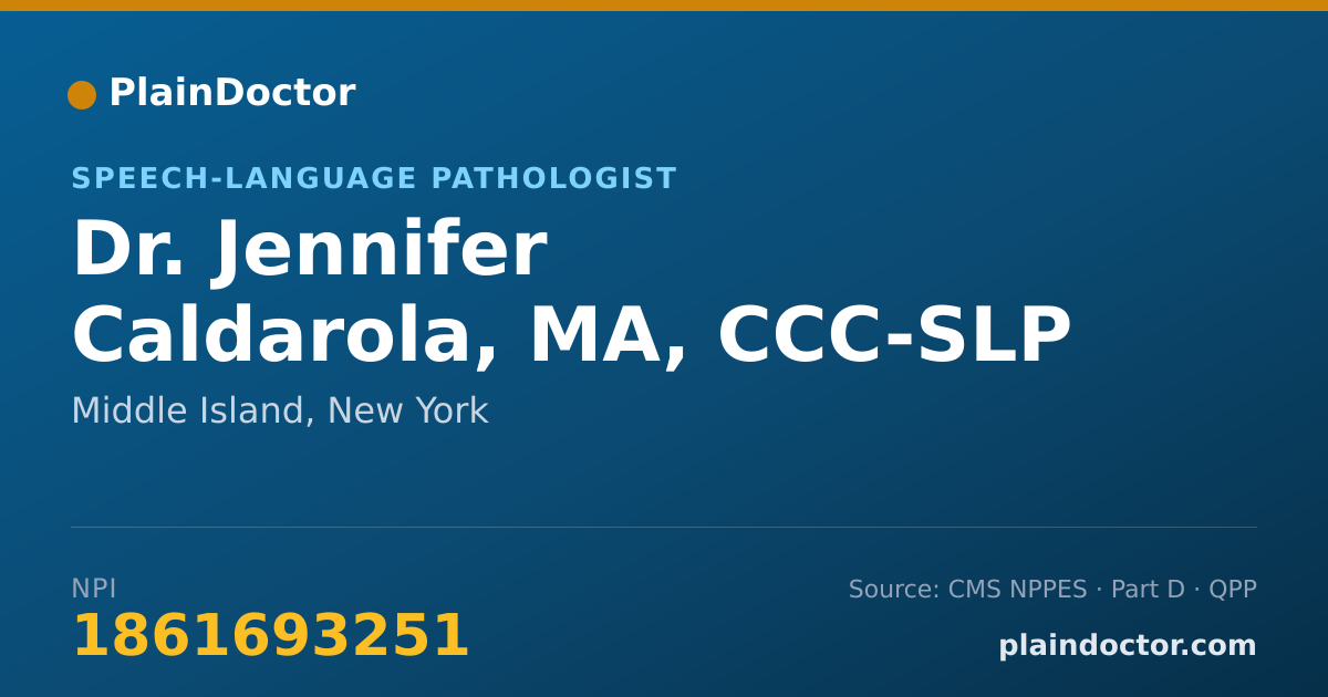 Shareable card for Jennifer Caldarola, MA, CCC-SLP - Speech-Language Pathologist, Middle Island, NY