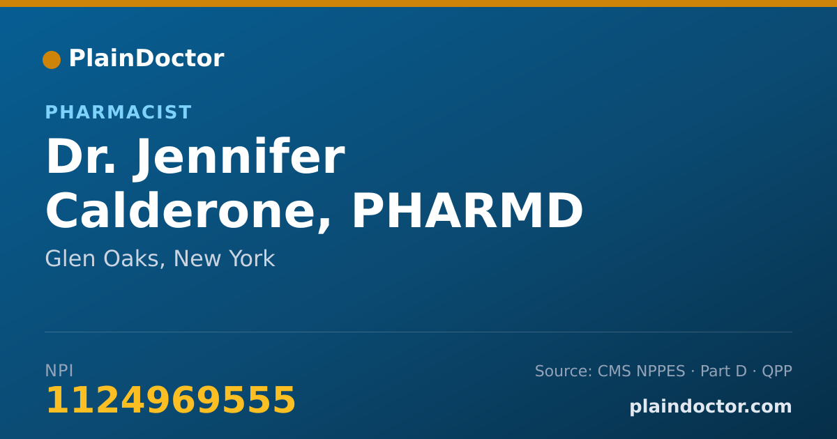 Shareable card for Jennifer Calderone, PHARMD - Pharmacist, Glen Oaks, NY