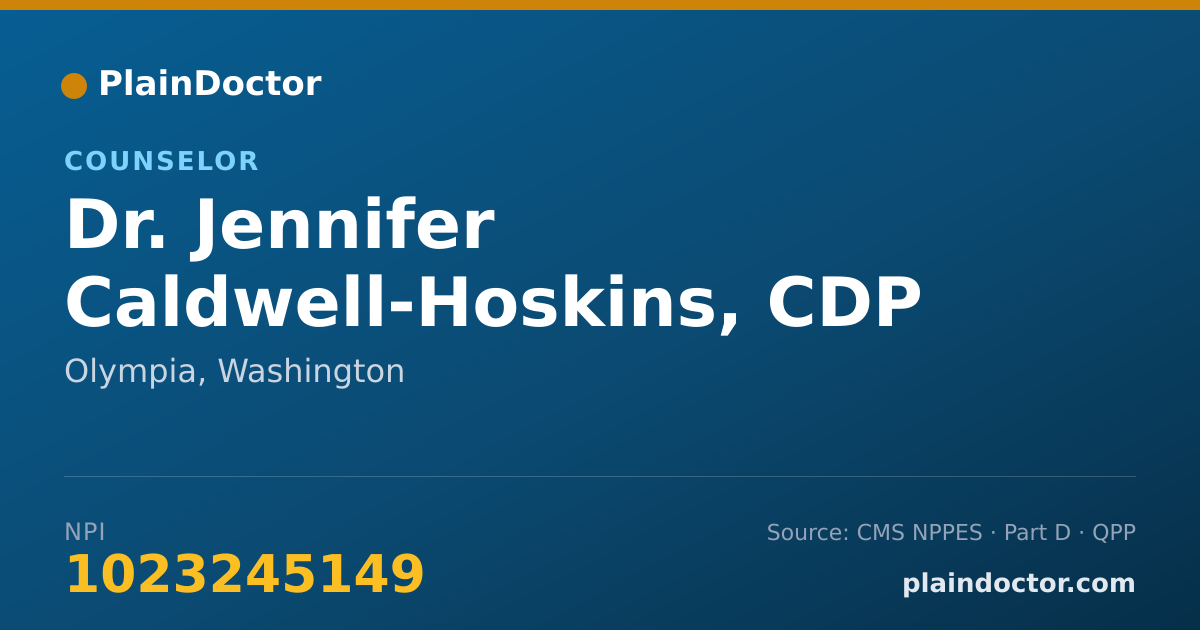 Shareable card for Jennifer Caldwell-Hoskins, CDP - Counselor, Olympia, WA