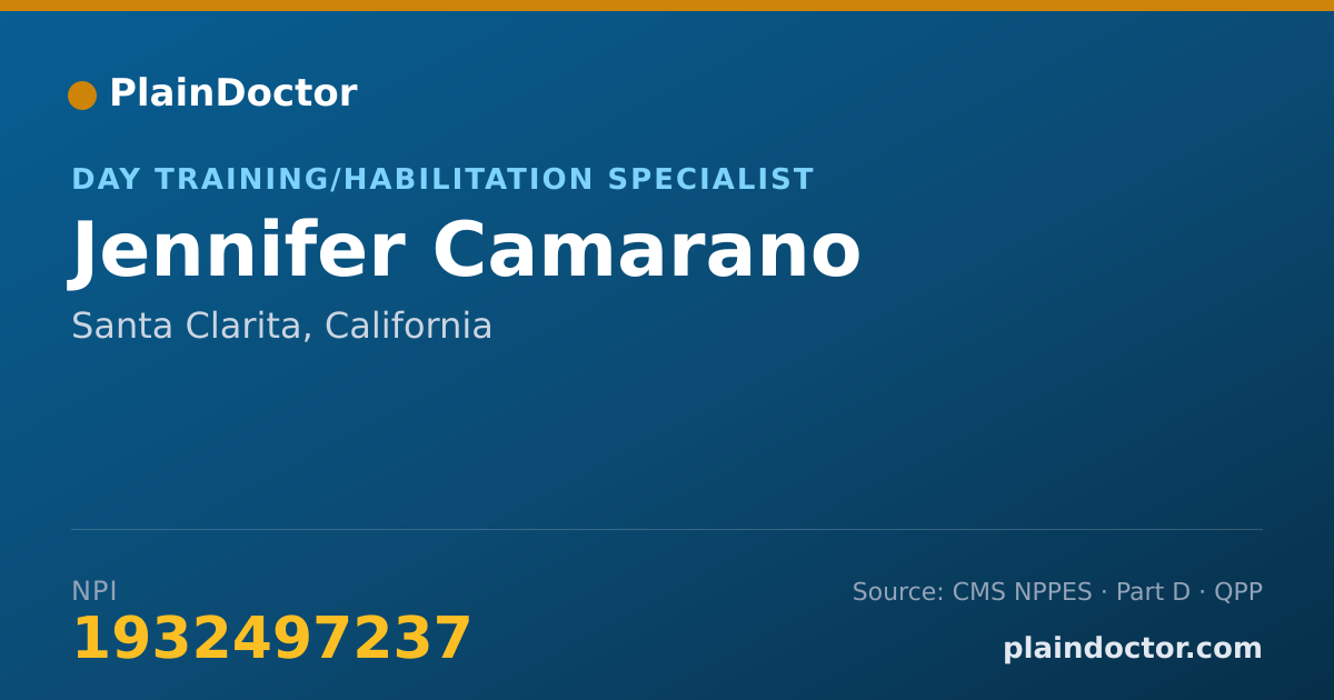 Shareable card for Jennifer Camarano - Day Training/Habilitation Specialist, Santa Clarita, CA