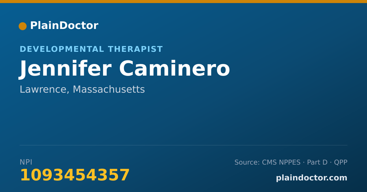 Shareable card for Jennifer Caminero - Developmental Therapist, Lawrence, MA