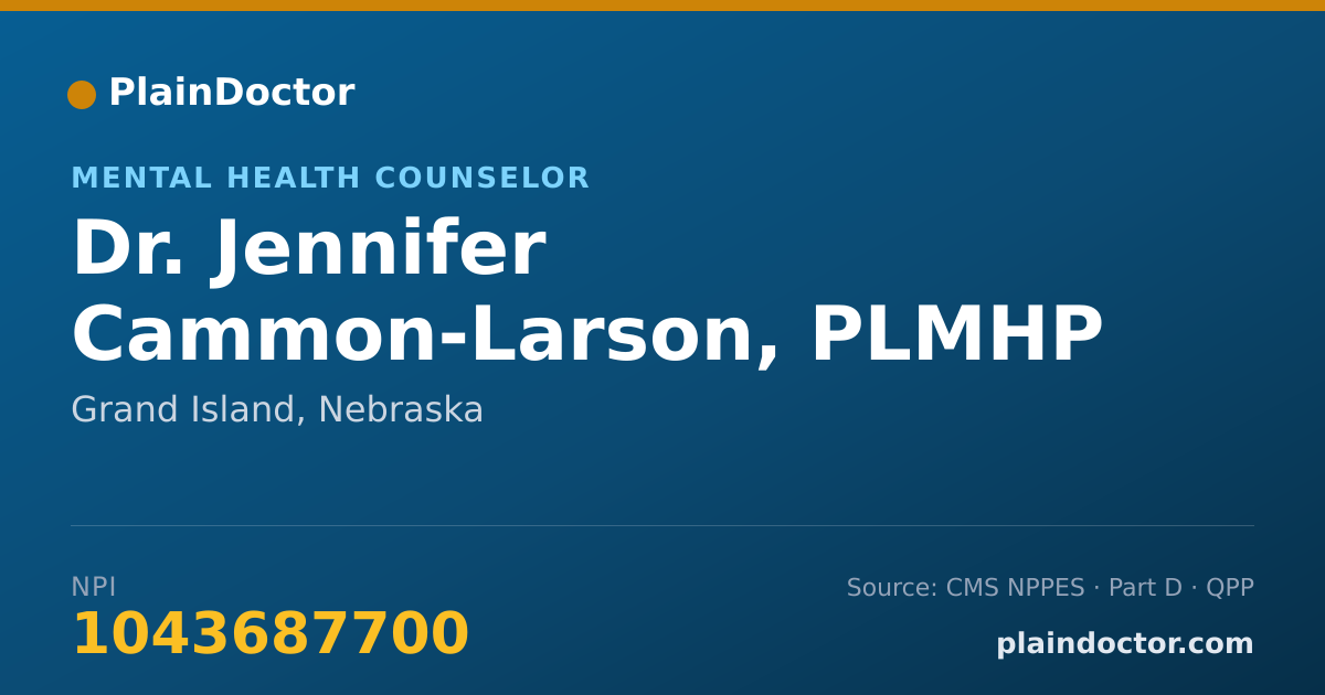 Shareable card for Jennifer Cammon-Larson, PLMHP - Mental Health Counselor, Grand Island, NE
