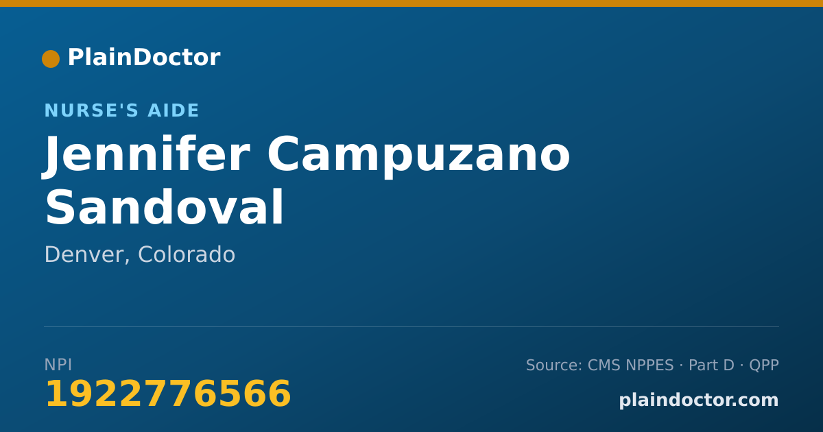 Shareable card for Jennifer Campuzano Sandoval - Nurse's Aide, Denver, CO