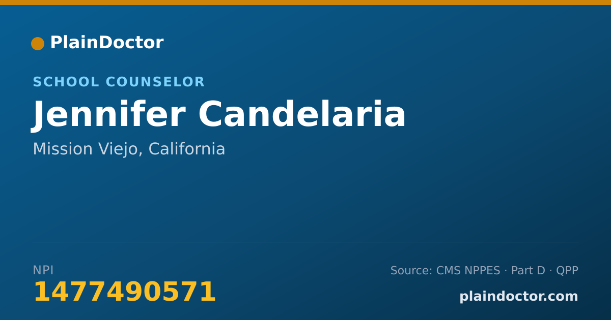 Shareable card for Jennifer Candelaria - School Counselor, Mission Viejo, CA