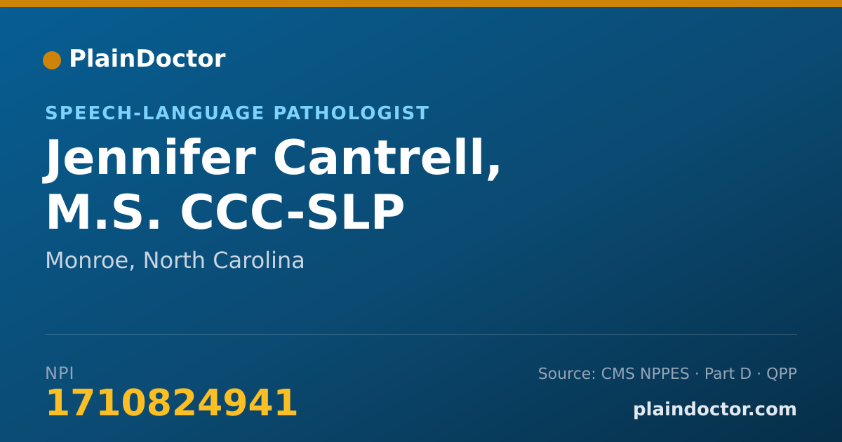 Shareable card for Jennifer Cantrell, M.S. CCC-SLP - Speech-Language Pathologist, Monroe, NC