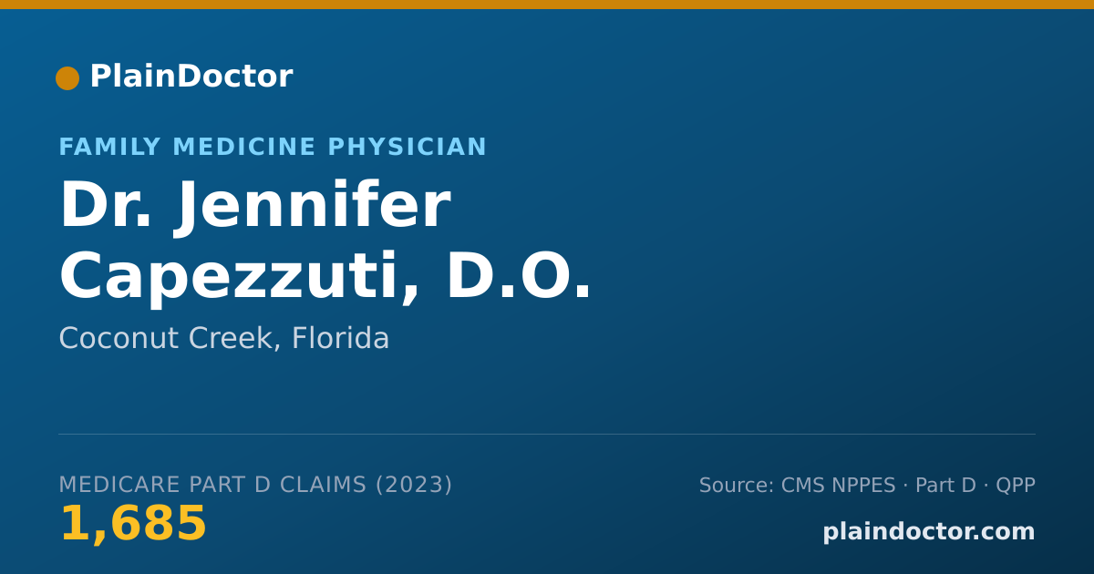 Shareable card for Jennifer Capezzuti, D.O. - Family Medicine Physician, Coconut Creek, FL