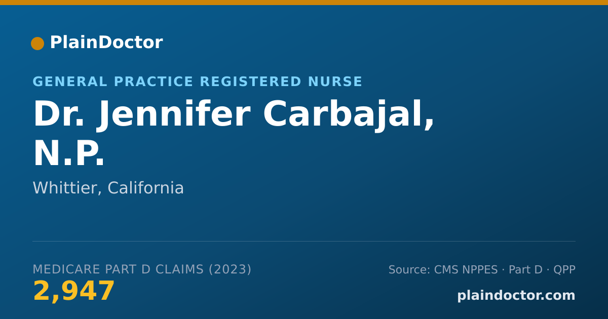 Shareable card for Jennifer Carbajal, N.P. - General Practice Registered Nurse, Whittier, CA