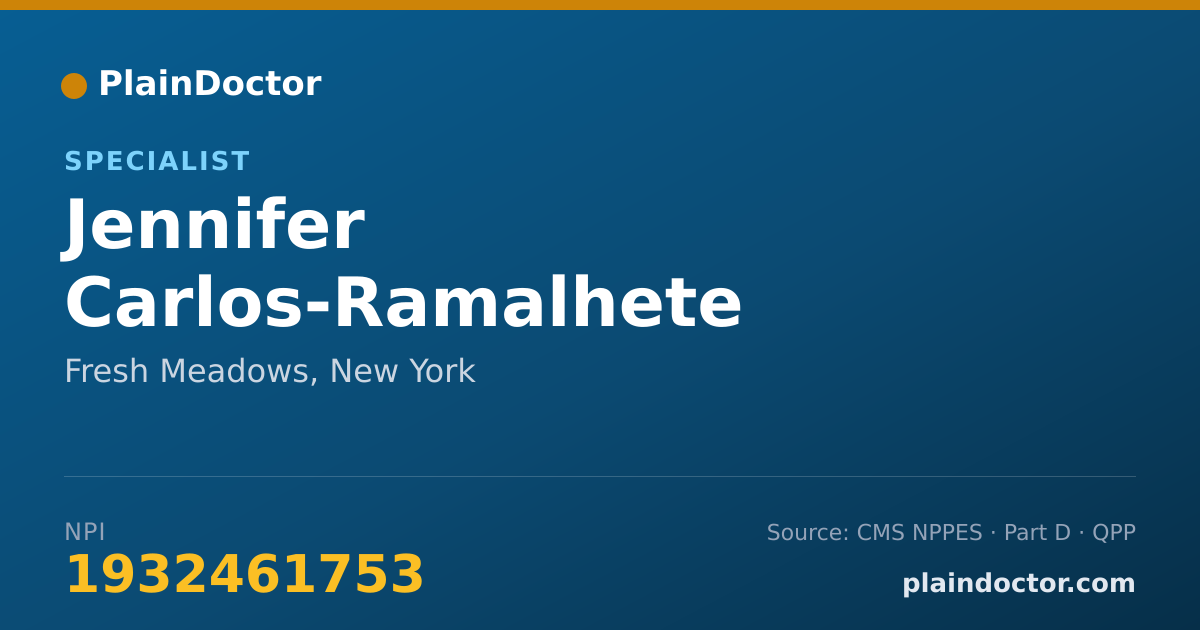 Shareable card for Jennifer Carlos-Ramalhete - Specialist, Fresh Meadows, NY