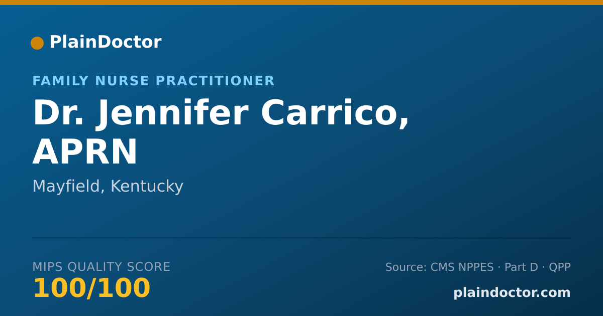 Shareable card for Jennifer Carrico, APRN - Family Nurse Practitioner, Mayfield, KY