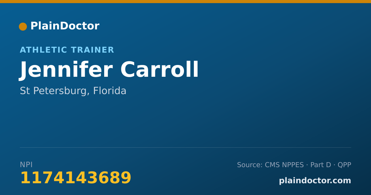 Shareable card for Jennifer Carroll - Athletic Trainer, St Petersburg, FL