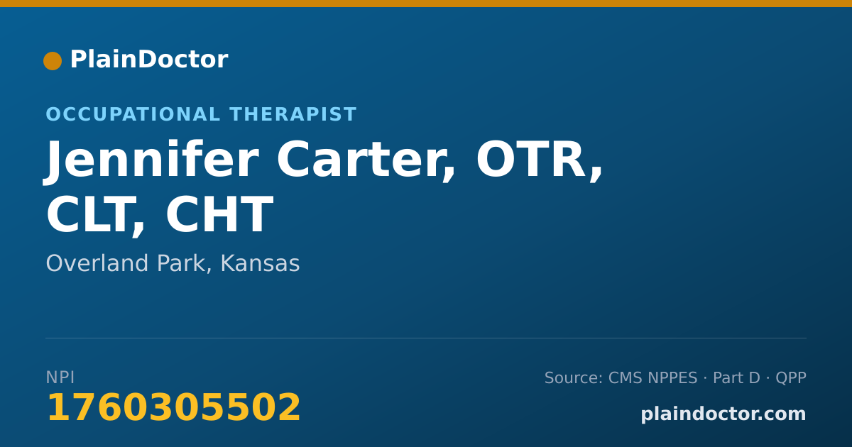 Shareable card for Jennifer Carter, OTR, CLT, CHT - Hand Occupational Therapist, Overland Park, KS